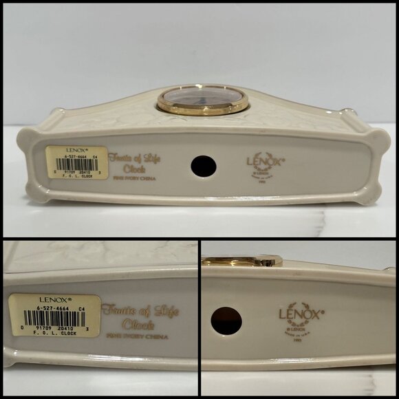 VTG Lenox Fruits of Life Mantel Clock Embossed 24K Gold Trim WORKING - Picture 3 of 12